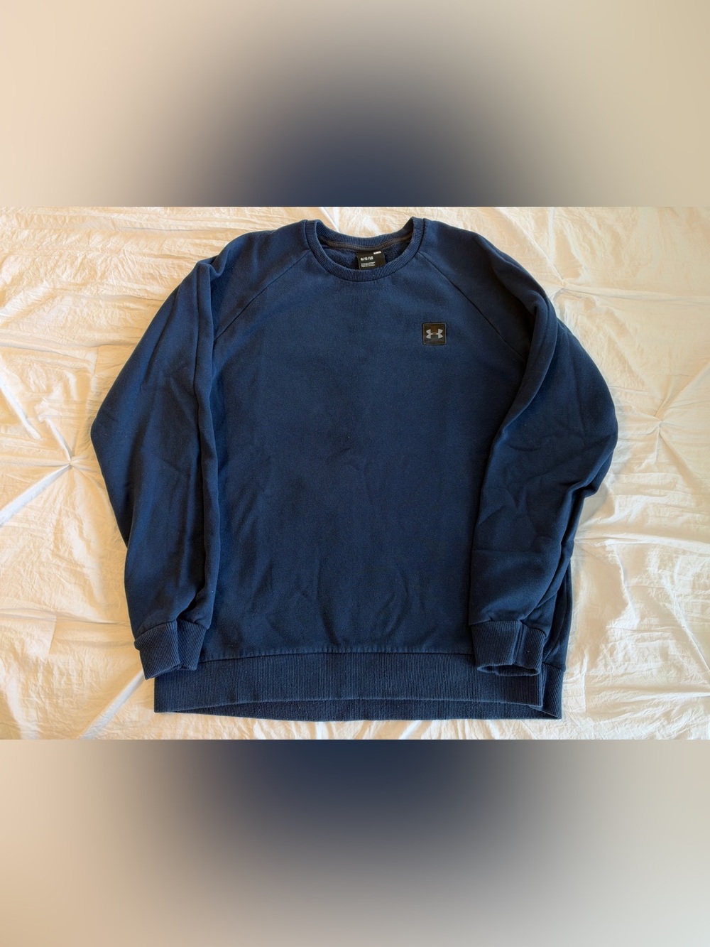 Under Armour Solid Blue Crewneck Pullover Sweatshirt Logo Men's Size L Regular